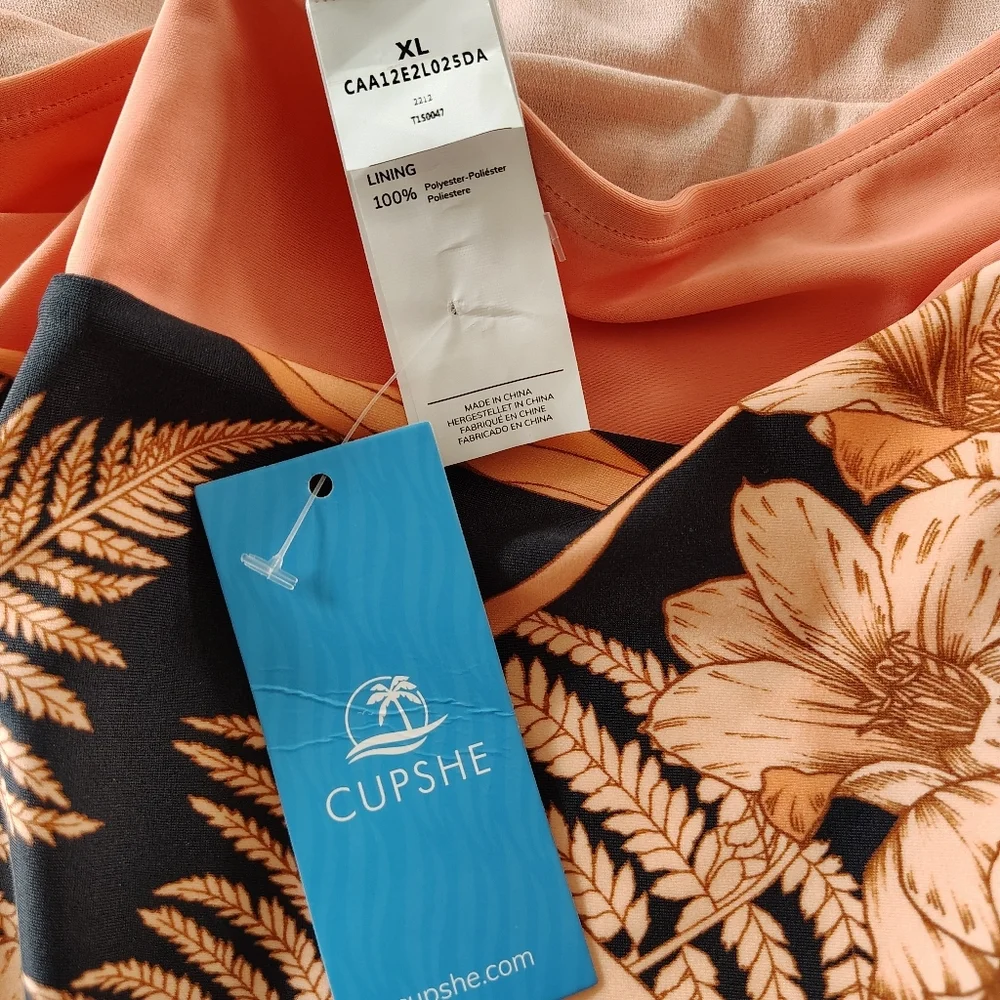 Cupshe Live Life On The Beach. Pink and Black Floral Swimsuit XL - Picture 12 of 12